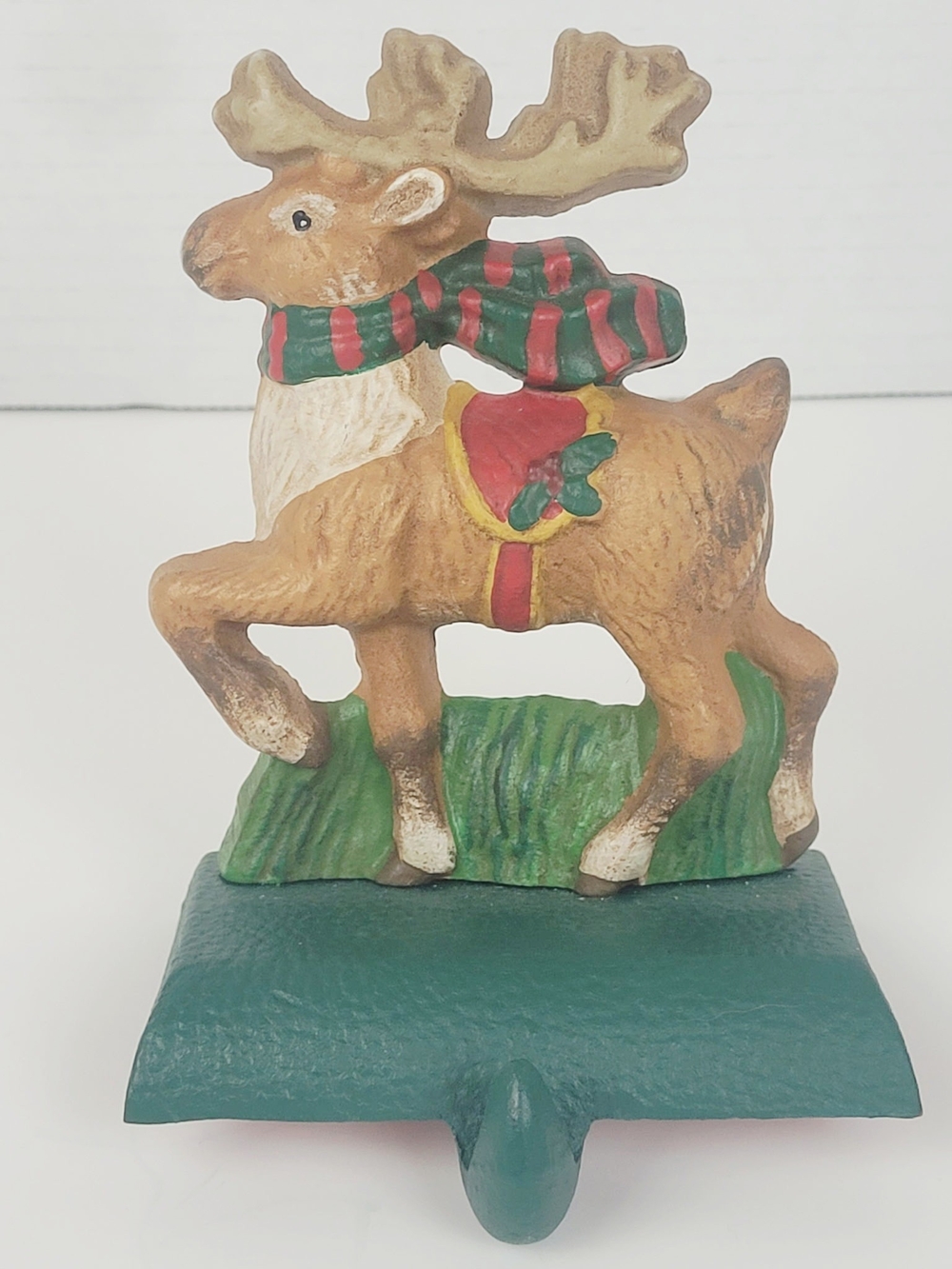 Vtg 90s~Eddie Bauer Reindeer Cast Iron Stocking Hanger Holder Christmas